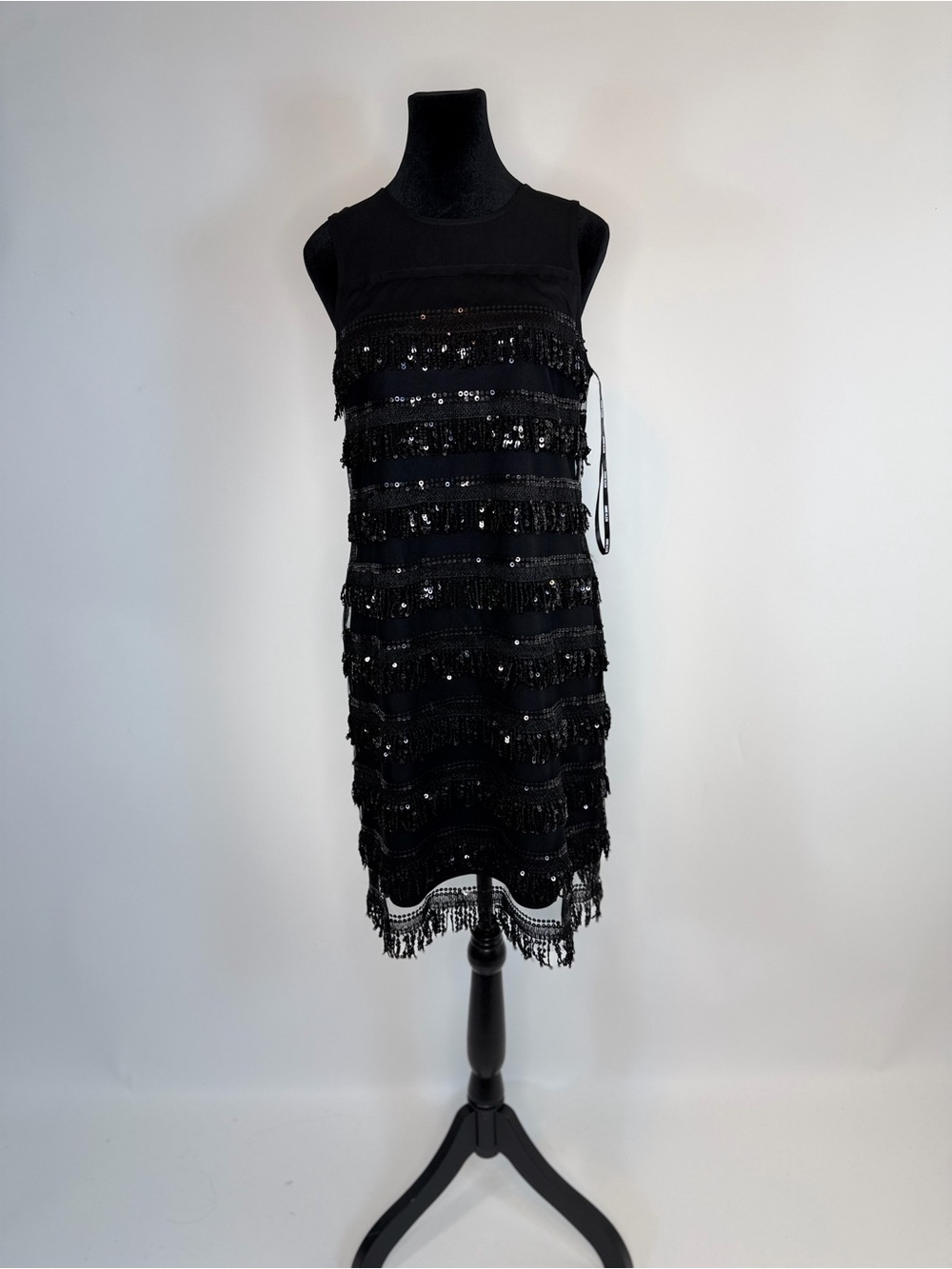 Anne Klein Women's Sequin-Fringe Sleeveless Shift Dress